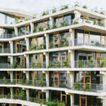 Bürogebäude in Berlin mit Sichtbetonstruktur und begrünten Balkonen