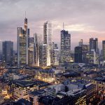 FOUR Frankfurt: Die vier neuen Hochhaustürme in der Skyline Frankfurts. Bild: HPP Architekten, Visualisierung: UNStudio / Groß & Partner