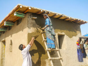 Flutresistente Häuser in Selbstbauweise in Sindh, Pakistan
