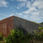 Perforierte Aluminiumfassade in Cortenstahl-Optik an einer Villa in Costa Rica