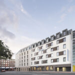 Fassade des neuen Ibis Budget Hotels in Münster