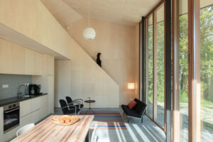 Ferienhaus auf Texel mit heller Birkenholzverkleidung im Inneren