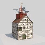 Virtuelle Rekonstruktion der Windmühle mit Horizontalflügeln, ca. 1630