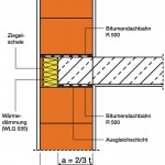 Konstruktive Ausbildung des Details Außenwand-Decken-Knoten. Grafik: Dr. Thomas Kranzler/Arge Mauerziegel. Bearbeitung: Tobias Dombrowski