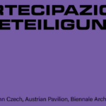 Logo für den österreichischen Pavillon mit Aufschrift Partecipazione Beteiligung