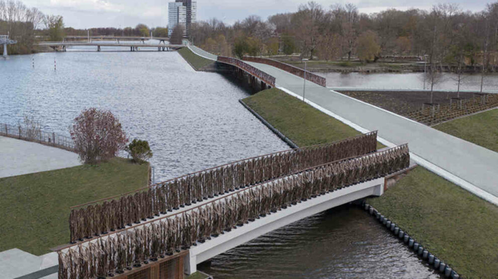 High-Tech-Brücke mit Flachs gebaut