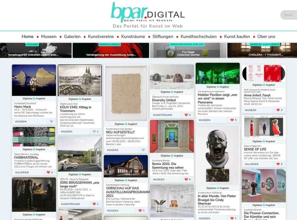 Online-Plattform bpar.DIGITAL für Kunstausstellungen