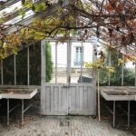 Historisches Gewächshaus im Garten einer Privatklinik in Paris vor der Umnnutzung