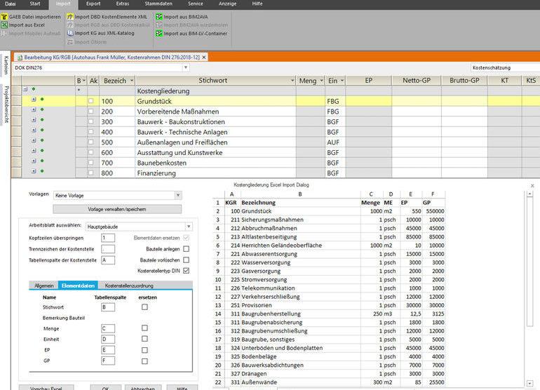 Excel-Format : Bidirektionale Schnittstelle ergänzen GAEB-Schnittstellen. Bild: G&W Software AG, München