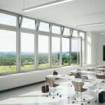 Klassenraum mit elektrisch angetriebenen Fenster für die nutzerunabhängige Nutzung